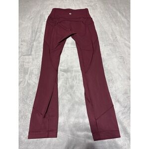 Lululemon Women Size 2 All The Right Places Maroon Crop Leggings W6AMYS